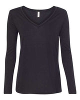 Bella + Canvas 8855 Ladies' Flowy Long-Sleeve V-Neck #color_BLACK