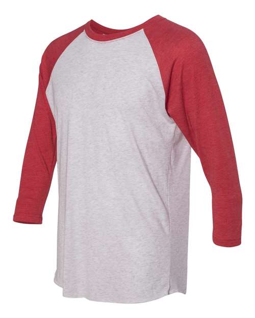 Next Level 6051 Unisex Triblend 3/4-Sleeve Raglan #color_VIN RD/ HTHR WHT