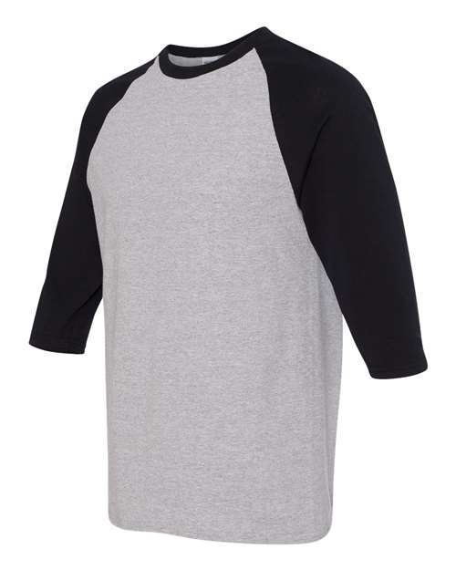 Gildan G570 Adult Heavy Cotton 3/4-Raglan Sleeve T-Shirt #color_SPORT GREY/ BLK