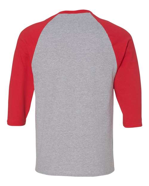 Gildan G570 Adult Heavy Cotton 3/4-Raglan Sleeve T-Shirt #color_SPORT GREY/ RED