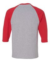Gildan G570 Adult Heavy Cotton 3/4-Raglan Sleeve T-Shirt #color_SPORT GREY/ RED