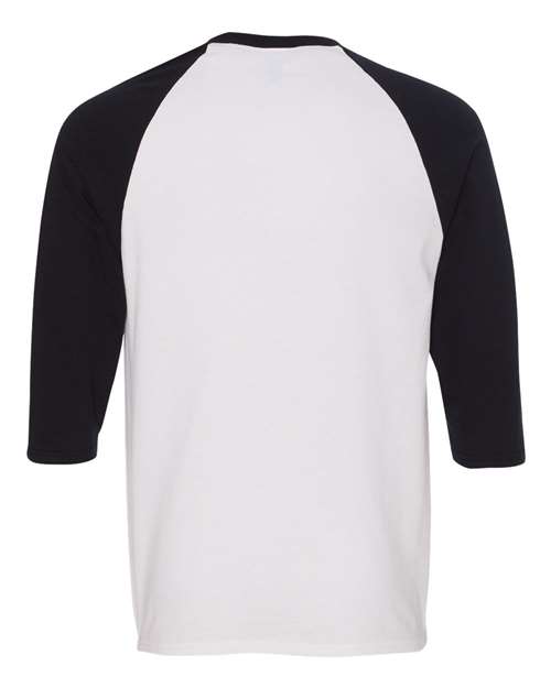Gildan G570 Adult Heavy Cotton 3/4-Raglan Sleeve T-Shirt #color_WHITE/ BLACK