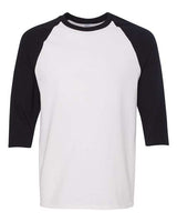 Gildan G570 Adult Heavy Cotton 3/4-Raglan Sleeve T-Shirt #color_WHITE/ BLACK