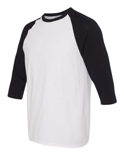 Gildan G570 Adult Heavy Cotton 3/4-Raglan Sleeve T-Shirt #color_WHITE/ BLACK