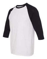 Gildan G570 Adult Heavy Cotton 3/4-Raglan Sleeve T-Shirt #color_WHITE/ BLACK