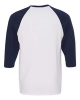 Gildan G570 Adult Heavy Cotton 3/4-Raglan Sleeve T-Shirt #color_WHITE/ NAVY