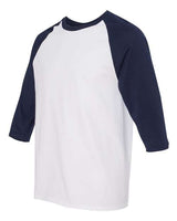 Gildan G570 Adult Heavy Cotton 3/4-Raglan Sleeve T-Shirt #color_WHITE/ NAVY