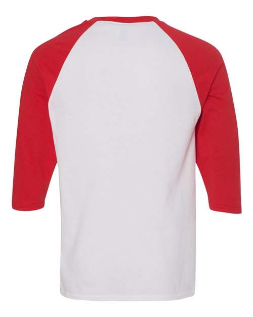 Gildan G570 Adult Heavy Cotton 3/4-Raglan Sleeve T-Shirt #color_WHITE/ RED