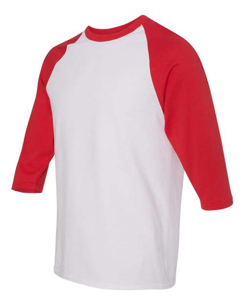 Gildan G570 Adult Heavy Cotton 3/4-Raglan Sleeve T-Shirt #color_WHITE/ RED