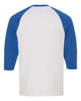 Gildan G570 Adult Heavy Cotton 3/4-Raglan Sleeve T-Shirt #color_WHITE/ ROYAL