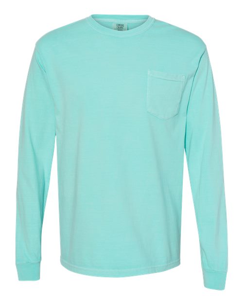 Comfort Colors C4410 Adult Heavyweight RSLong-Sleeve Pocket T-Shirt #color_CHALKY MINT