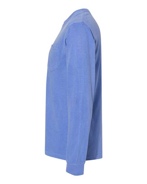 Comfort Colors C4410 Adult Heavyweight RSLong-Sleeve Pocket T-Shirt #color_FLO BLUE
