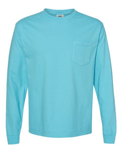 Comfort Colors C4410 Adult Heavyweight RSLong-Sleeve Pocket T-Shirt #color_LAGOON BLUE