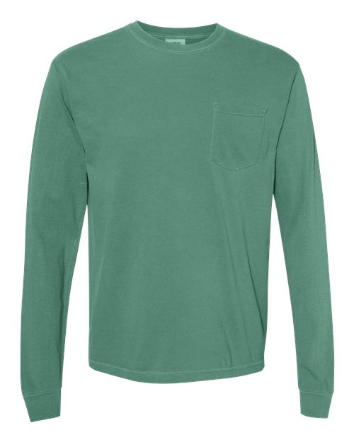 Comfort Colors C4410 Adult Heavyweight RSLong-Sleeve Pocket T-Shirt #color_LIGHT GREEN