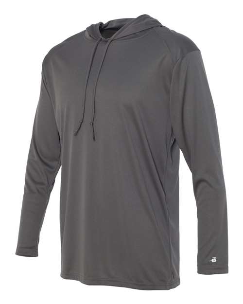 Badger 4105 B-Core Hooded Long Sleeve T-Shirt #color_Graphite