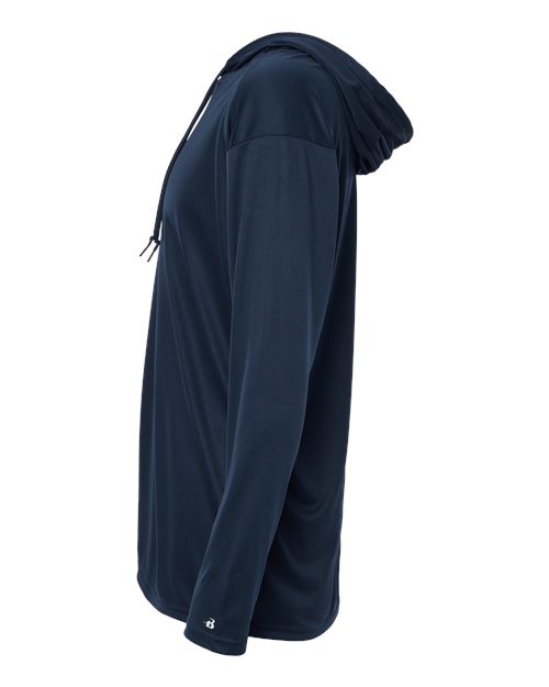 Badger 4105 B-Core Hooded Long Sleeve T-Shirt #color_Navy
