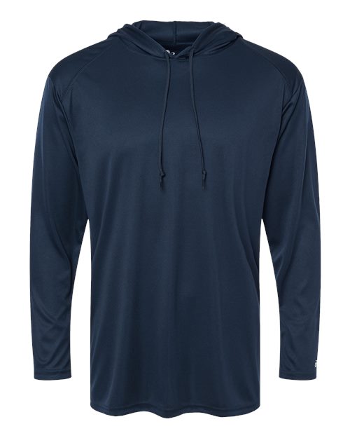 Badger 4105 B-Core Hooded Long Sleeve T-Shirt #color_Navy