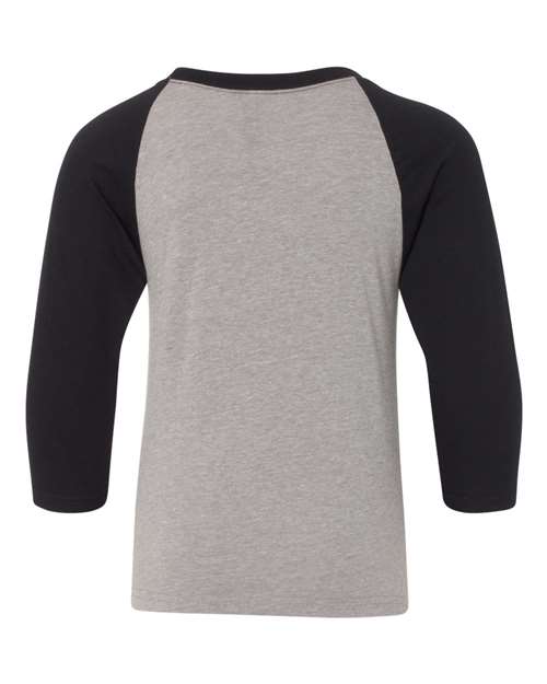 Next Level 3352 Youth CVC 3/4-Sleeve Raglan #color_BLK/ DK GRY HTHR