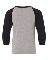 Next Level 3352 Youth CVC 3/4-Sleeve Raglan #color_BLK/ DK GRY HTHR