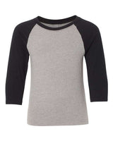 Next Level 3352 Youth CVC 3/4-Sleeve Raglan #color_BLK/ DK GRY HTHR