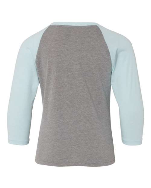 Next Level 3352 Youth CVC 3/4-Sleeve Raglan #color_ICE BL/ D HTR GR