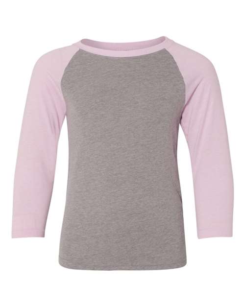 Next Level 3352 Youth CVC 3/4-Sleeve Raglan #color_LILAC/ D HTR GRY