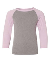Next Level 3352 Youth CVC 3/4-Sleeve Raglan #color_LILAC/ D HTR GRY