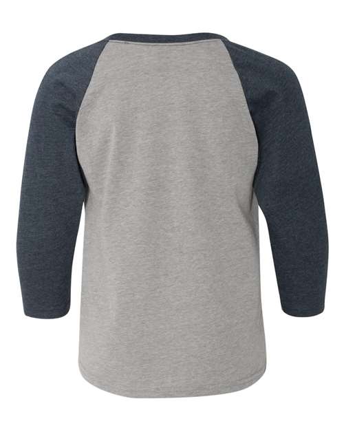 Next Level 3352 Youth CVC 3/4-Sleeve Raglan #color_MD NY/ D HTR GRY