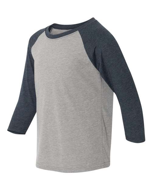 Next Level 3352 Youth CVC 3/4-Sleeve Raglan #color_MD NY/ D HTR GRY