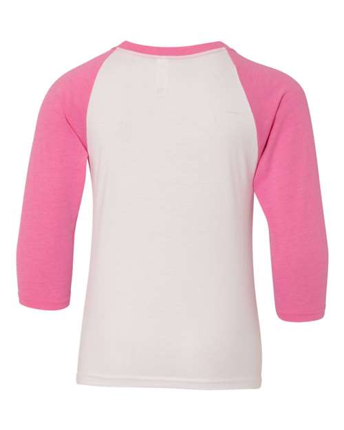 Next Level 3352 Youth CVC 3/4-Sleeve Raglan #color_HOT PINK/ WHITE