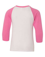 Next Level 3352 Youth CVC 3/4-Sleeve Raglan #color_HOT PINK/ WHITE