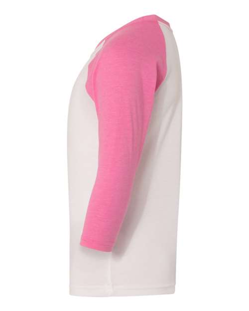 Next Level 3352 Youth CVC 3/4-Sleeve Raglan #color_HOT PINK/ WHITE