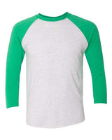 Next Level 6051 Unisex Triblend 3/4-Sleeve Raglan #color_ENVY/ HTHR WHT