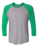 Next Level 6051 Unisex Triblend 3/4-Sleeve Raglan #color_ENVY/ PREM HTHR
