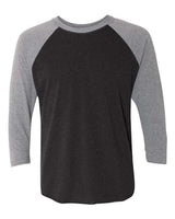 Next Level 6051 Unisex Triblend 3/4-Sleeve Raglan #color_PR HTHR/ VIN BLK