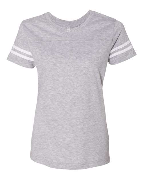 LAT 3537 Ladies' Football T-Shirt #color_VN HTHR/ BLD WHT