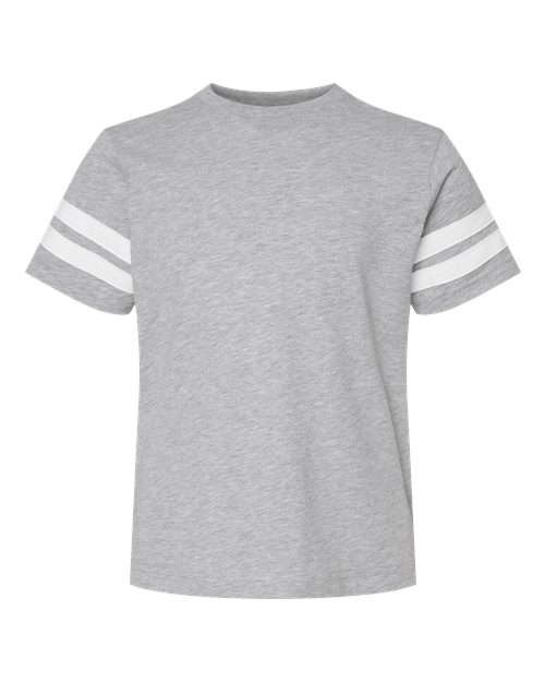 LAT 6137 Youth Football Fine Jersey T-Shirt #color_VN HTHR/ BLD WHT