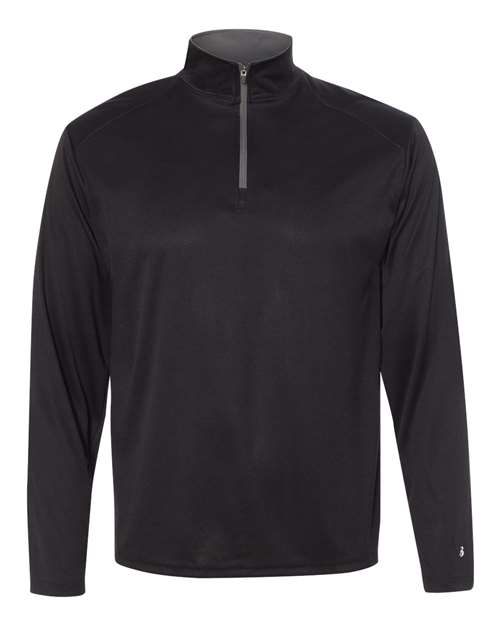 Badger 4102 B-Core Quarter-Zip Pullover #color_Black/ Graphite