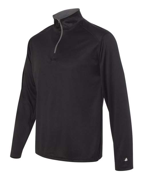 Badger 4102 B-Core Quarter-Zip Pullover #color_Black/ Graphite