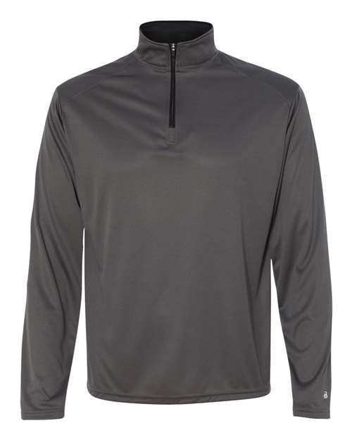 Badger 4102 B-Core Quarter-Zip Pullover #color_Graphite/ Black