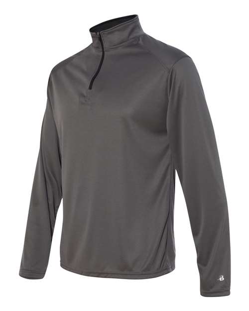 Badger 4102 B-Core Quarter-Zip Pullover #color_Graphite/ Black