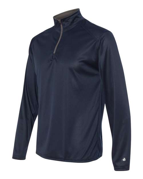 Badger 4102 B-Core Quarter-Zip Pullover #color_Navy/ Graphite