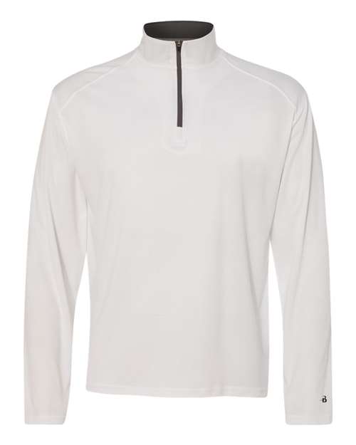 Badger 4102 B-Core Quarter-Zip Pullover #color_White/ Graphite