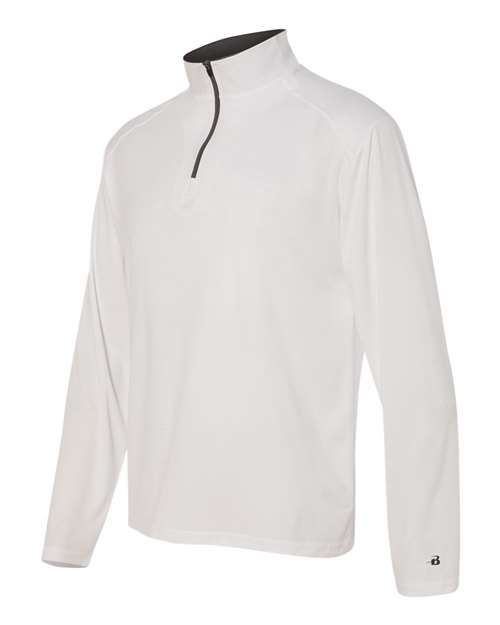 Badger 4102 B-Core Quarter-Zip Pullover #color_White/ Graphite
