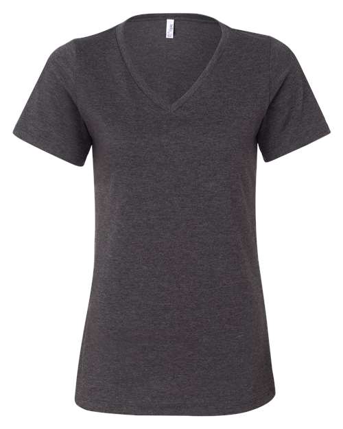 Bella + Canvas 6405 Ladies' Relaxed Jersey V-Neck T-Shirt #color_DRK GREY HEATHER
