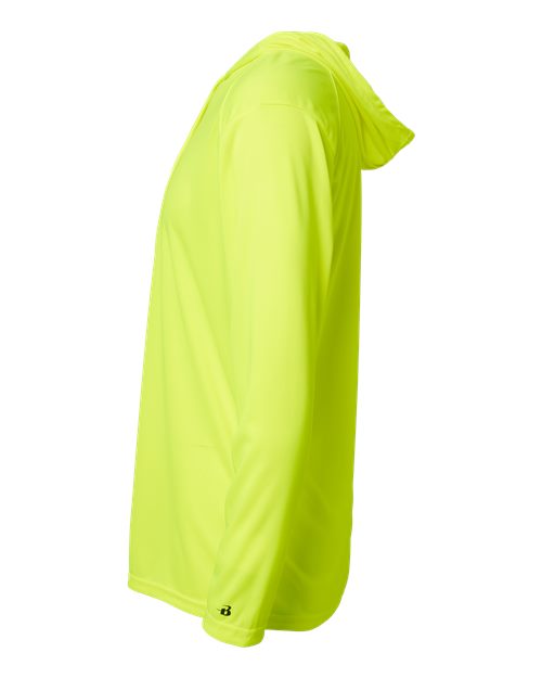 Badger 4105 B-Core Hooded Long Sleeve T-Shirt #color_Safety Yellow