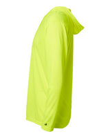 Badger 4105 B-Core Hooded Long Sleeve T-Shirt #color_Safety Yellow