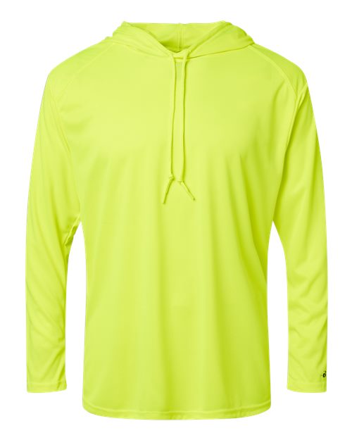 Badger 4105 B-Core Hooded Long Sleeve T-Shirt #color_Safety Yellow