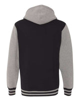 Independent Trading Co. IND45UVZ Heavyweight Varsity Full-Zip Hooded Sweatshirt #color_Black/ Gunmetal Heather