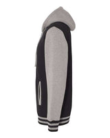 Independent Trading Co. IND45UVZ Heavyweight Varsity Full-Zip Hooded Sweatshirt #color_Black/ Gunmetal Heather